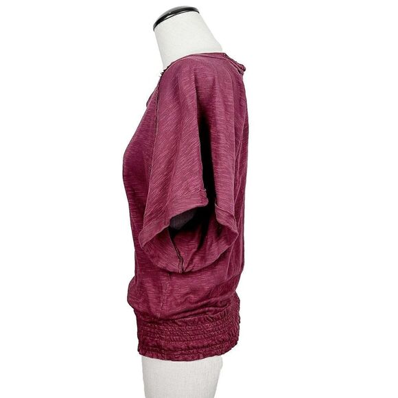 Saturday Sunday Anthropologie Top XS Burgundy‎ Red Flare Sleeve Boho Tee Shirt - Picture 2 of 9